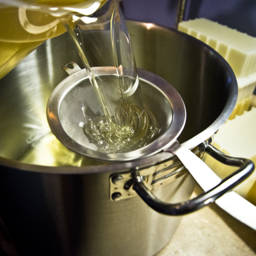 Filtering oils for soap making